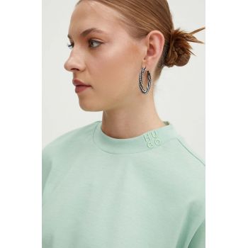 HUGO tricou din bumbac femei, culoarea verde, 50520187