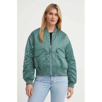 Levi's geaca bomber femei, culoarea verde, de tranzitie, A7262