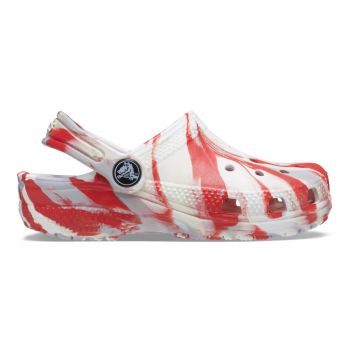 Saboti Crocs Classic Toddler Marbled Clog Alb - White/Flame