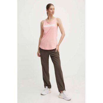 adidas top din bumbac Essentials culoarea roz, IY9181