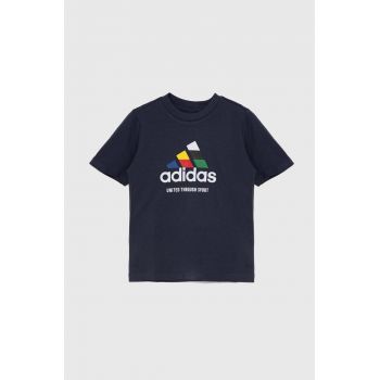 adidas tricou de bumbac pentru copii TIRO NATIONS T culoarea albastru marin, cu imprimeu, IY8128