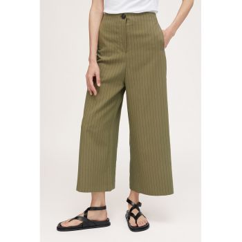 Pantaloni crop cu dungi discrete