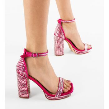 Sandale cu toc Breda Fuchsia ieftine