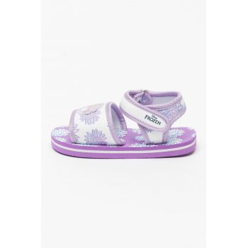 Sandale cu velcro si imprimeu Frozen