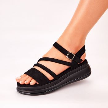 Sandale Dama Negre Cu Bareta Orea