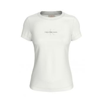 Tricou de bumbac cu decolteu la baza gatului