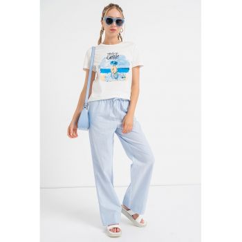 Pantaloni din bumbac cu croiala ampla