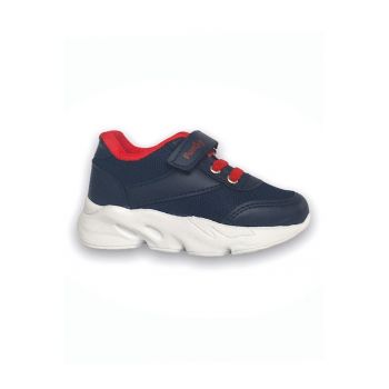 Pantofi sport cu inchidere velcro si garnituri din piele