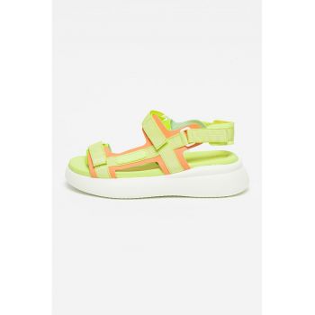 Sandale de piele ecologica si material textil cu velcro