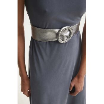 Answear Lab curea de piele femei, culoarea argintiu