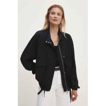 Answear Lab geaca femei, culoarea negru, de tranzitie, oversize