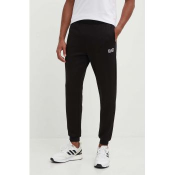 EA7 Emporio Armani pantaloni de trening culoarea negru, neted, PJVTZ.8NPP64