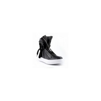 Ghete Dama, Zamo®, Rick Y, Piele Naturala, cu Fermoar Frontal si Siret Lateral, Culoare Neagra si Talpa Alba, Marimea 38