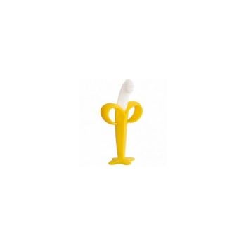 Jucarie Dentitie pentru Bebelusi, Baby Banana, Educativa, pentru Dureri Gingivale si Dentitie, fara BPA, cu Suport