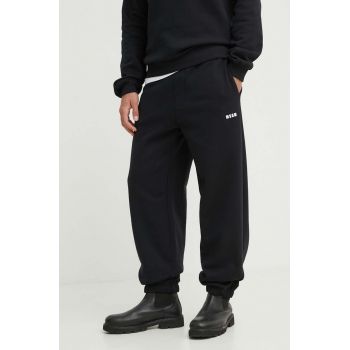 MSGM pantaloni de trening din bumbac culoarea negru, neted, 2000MP500.200001