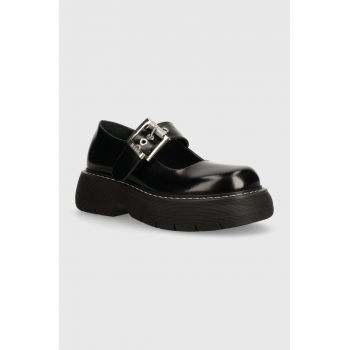 MSGM pantofi de piele femei, culoarea negru, cu platforma, 3741MDS858 629