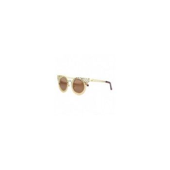 Ochelari de Soare, Zamo, Holland Lady Gaga, Protectie, UV400, Model Cateye, Rama Aurie, Lentile Maro