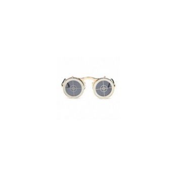 Ochelari de Soare, Zamo®, Steampunk, Flip Flop Bullseye, Protectie UV400, Model Rotund, Rama Aurie, Lentile Tip Oglinda