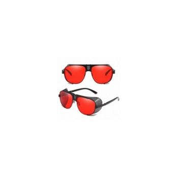 Ochelari de Soare, Zamo, Wesley, Protectie UV400, Lentile Policarbonat, Model Steampunk, Negru cu Rosu