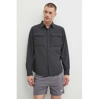 The North Face camasa Sequoia barbati, culoarea gri, cu guler clasic, regular, NF0A4T180C51