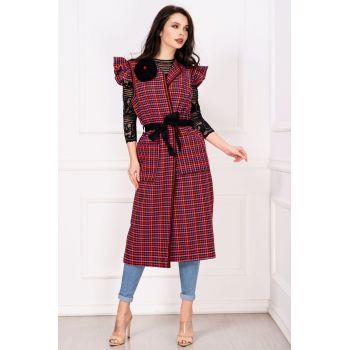 Vesta de primavara cu model geometric viu colorat
