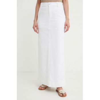 A.L.C. fustă din denim Hunter culoarea alb, maxi, dreaptă, 3SKRT00538