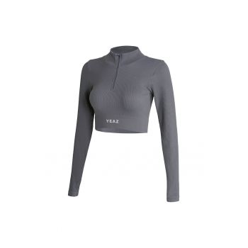 Bluza crop cu fermoar scurt pentru antrenament
