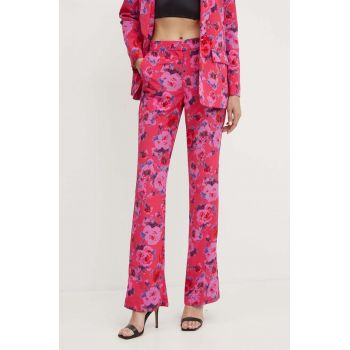Morgan pantaloni POLIN.F femei, culoarea roz, drept, high waist, POLIN.F