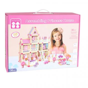 Set de constructie din lemn Assembling Princess House, 298 piese