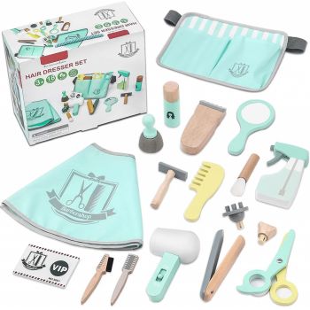 Set de Frizerie pentru Copii Hair Dresser - Jucarie din Lemn pentru Tuns si Infrumusetare
