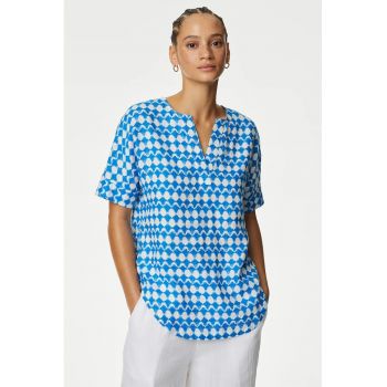 Bluza-tunica din in cu maneci scurte
