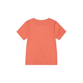 Tricou striat cu decolteu la baza gatului