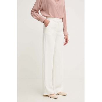 Answear Lab pantaloni femei, culoarea alb, drept, high waist