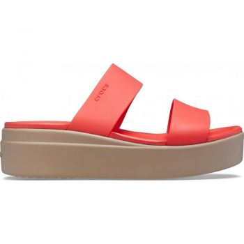 Papuci Crocs Brooklyn Mid Wedge Roșu - Flame/Mushroom