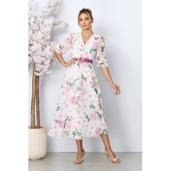 Rochie eleganta Roxa Roz Floral
