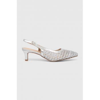 Answear Lab pantofi cu toc culoarea argintiu