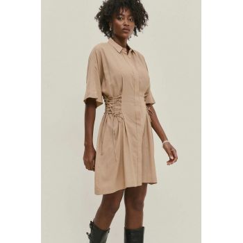 Answear Lab rochie din bumbac culoarea bej, mini, evazati