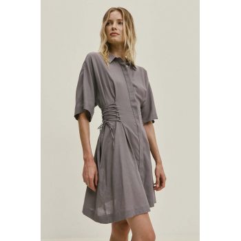 Answear Lab rochie din bumbac culoarea gri, mini, evazati
