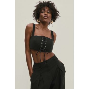 Answear Lab top de in culoarea negru, neted