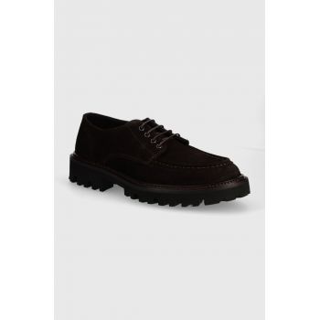 BOSS pantofi de piele intoarsa Julyo barbati, culoarea maro, 50523060