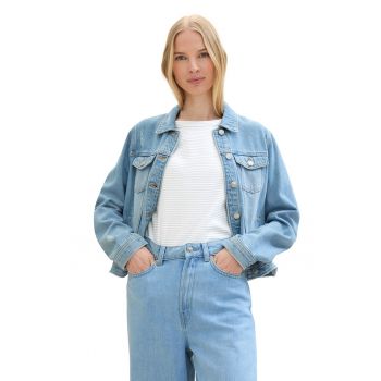 Jacheta din denim cu buzunare cu clapa