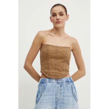 Miss Sixty top din denim 6L2XJ1840000 XJ1840  DENIM STRAPLESS culoarea bej, cold shoulder, 6L2XJ1840000