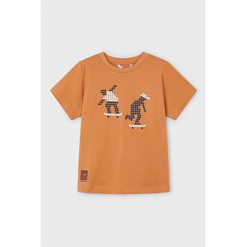Tricou cu volane si decolteu la baza gatului