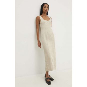 Answear Lab rochie jeans culoarea bej, midi, mulata