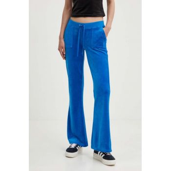 Juicy Couture pantaloni de trening din velur CAISA LOW RISE PANT neted, JCSEBJ008