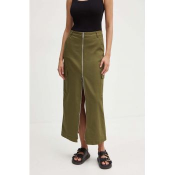 MAX&Co. fustă din denim culoarea verde, maxi, dreaptă, 2426106011200