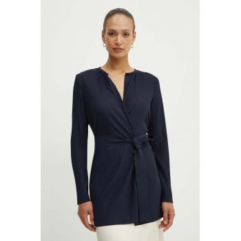Max Mara Leisure camasa culoarea albastru marin, desfacut, neted, 2426916027600