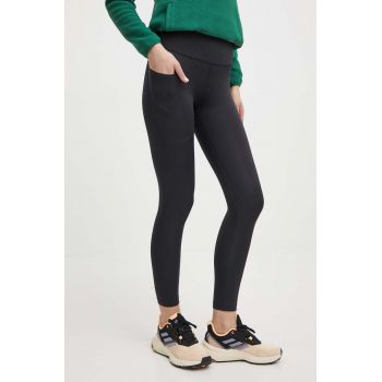 Picture leggins sport Desiduous femei, culoarea negru, neted, LG097