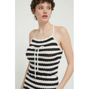 Tommy Jeans top din bumbac culoarea negru, modelator, DW0DW17757