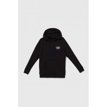 Vans hanorac de bumbac pentru copii BY Full Patched II PO culoarea negru, cu glugă, cu imprimeu, VN000JBEBLK1